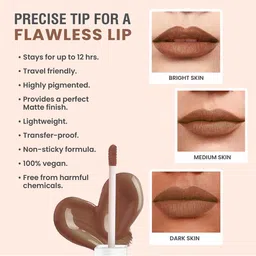 GLAMVEDA Transferproof Matte Liquid Lipstick- 4ml- Juicy - 009 image 5