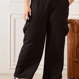 Orchid Blues Women Flared Mid-Rise Cargos Trousers-picture-24