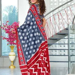 KALINI Tie and Dye Silk Cotton Block Print Saree image 2