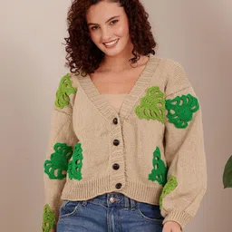 Velvery Women Embroidered V-Neck Cardigan-image-69