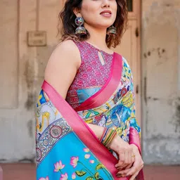 MAHARANI COUTURE Ethnic Motifs Printed Zari Border Tussar Saree image 5