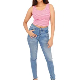 Radprix Women Horizontal Stripes Knitted Sleeveless Tank Top-image-54