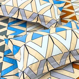 ohello Multicoloured Geometric 220 TC King Bedsheet with 2 Pillow Covers image 3