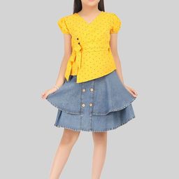 BEING NAUGHTY Girls Printed V-Neck Short Sleeves Top With Skirt-picture-45