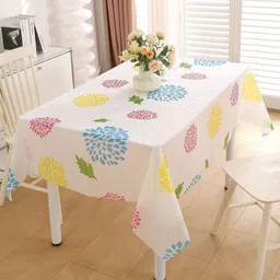 HOKIPO White & Blue Floral Printed Waterproof 6-Seater Table Cover image 5