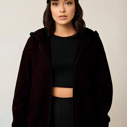 LECOWAR Women Hood Long Sleeves Front-Open Sweatshirt-image-11