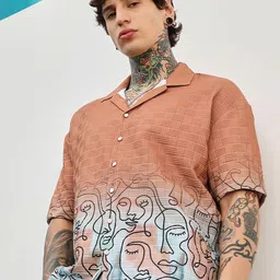 Campus Sutra Abstract Self Design Comfort Spread Collar Short Sleeves Shirt image 5