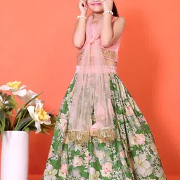 BAESD Girls Embroidered Sequinned Ready to Wear Lehenga & Blouse With Dupatta image 4