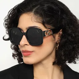 PELLE LUXUR Unisex Black Lens & Black Oversized Sunglasses with-image-19
