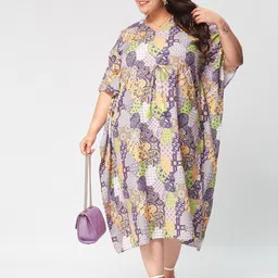Big Hello - The Plus Life Floral Print Kaftan Midi Dress image 2