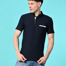 STARFOX Men Solid Mandarin Collar Cotton Slim Fit T-shirt-picture-10