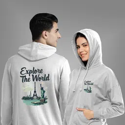 BAESD Unisex Typography Printed Couple Hooded Sweatshirt image 5