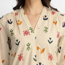 Pink Fort Floral Print Cotton Top image 5