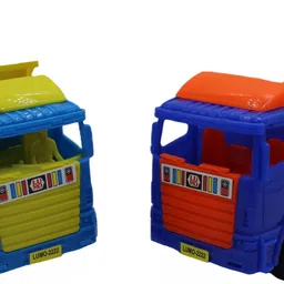 neoinsta shopping Combo of 2 Friction based Blue|Yellow Dumper Blue|Orange cement mixer trucks image 5