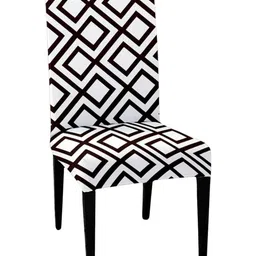 Lazi White & Black Geometric Stretchable Dining Chair Cover-picture-15