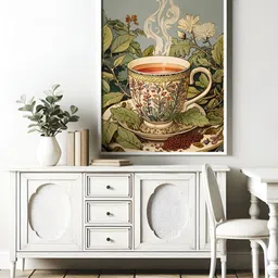 Sassyco Green & Beige 1 Piece Canvas Floral and Botanical Wall Paintings-image-1