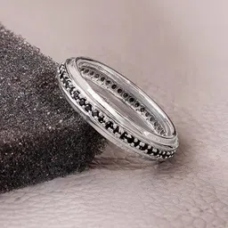 GIVA Silver Black Diamond Pave Band Ring-picture-46