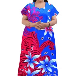 AAKARSHANA CREATION Green Pure Cotton Maxi Printed Nightdress image 2