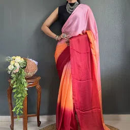 DIVASTRI Ombre Dyed Pure Crepe Ready to Wear Jamdani Saree image 4