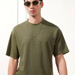 HIGHLANDER Men Solid Round Neck Relaxed Fit T-shirt-picture-24
