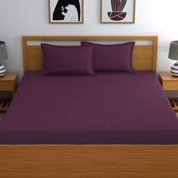 WEAVE AND DECOR Purple Striped 300 TC Bedsheet with 2 Pillow Covers-picture-17