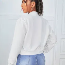 Stylecast X Slyck Women Lightweight Crop Bomber Jacket image 5