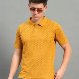 THE CASUALS Men Geometric Printed Polo Collar T-shirt-picture-31
