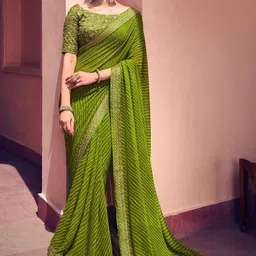 HERE&NOW Leheriya Printed Embroidered Saree With Blouse Piece-picture-10