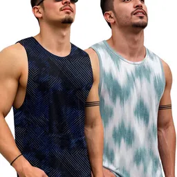 JUMPCUTS Pack Of 2 Printed Round Neck Gym Vest-picture-21