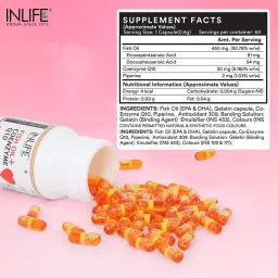 INLIFE Fish Oil Coenzyme Q10 Omega 3 Supplement (Fast Release) - 60 Liquid Filled Capsules image 2