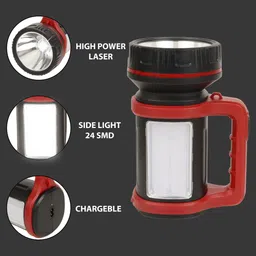 care 4 HIGH POWER LAZER LIGHT WITH 6000MAH BATTERY CAPACITYWITH DOUBLE TUBE SIDE LIGHT, LONG RANGE 24 SMD SIDE LIGHT Torch image 3