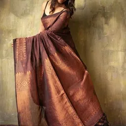 Demure Clothing Co Woven Design Zari Silk Blend Handloom Saree image 3