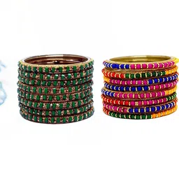 poshing Set Of 16 Glass Artificial Stones Bangle-image-49