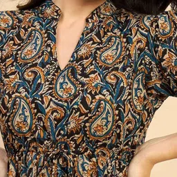 ROOTSOUL Floral Printed Ruffled Fit & Flare Midi Dress image 2