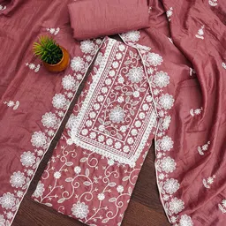 MANVAA Floral Embroidered Unstitched Dress Material-picture-18