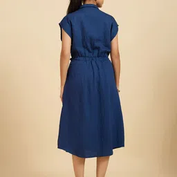 Komarri U Self Design Tie-Up Extended Sleeve Shirt Midi Dress image 5