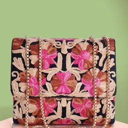 EVEDA Floral Embellished Bucket Quilted Sling Bag-picture-23
