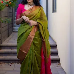 Eecoo Floral Woven Design Zari Saree image 4