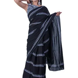 Pinkcity Trade World Black Pure Cotton Ikat Sarees-picture-23