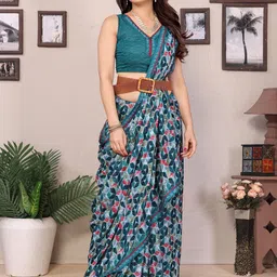 Moda Rapido Beads and Stones Poly Georgette Saree-picture-12