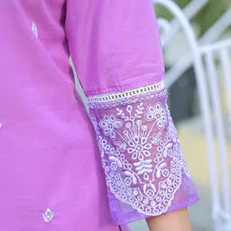 SHIFORY Women Floral Embroidered Layered Pure Cotton Kurta with Pyjamas & With Dupatta image 2