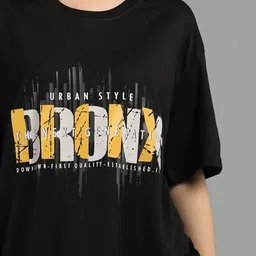 ETC Women Typography Printed Round Neck Oversized T-shirt image 4