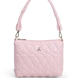 Mochi Women Solid Structured Quilted Handheld Bag with Pouch image 4