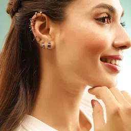 Priyaasi Set of 6 Silver-Plated Contemporary Ear Cuff-image-29