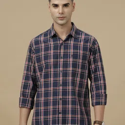 CAVALLO by Linen Club Contemporary Slim Fit Windowpane Checked Casual Shirt-picture-37