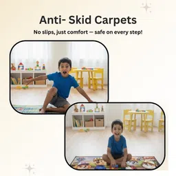 Athom Living Grey Cartoon Characters Printed Anti-Skid Backing Carpet image 5