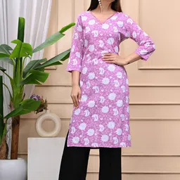 Manvik fashion Women Floral Printed Regular Mirror Work Kurta with Trousers-picture-27