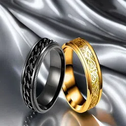 The Roadster Lifestyle Co Men's Gold & Rhodium Plated Dragon Spinner Design Finger Ring-picture-56
