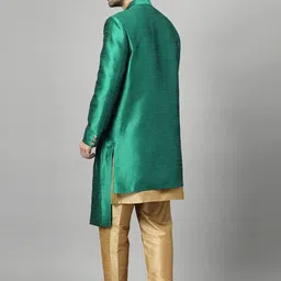 Utsav Fashion Embroidered Art Silk Sherwani & Pant With Art Silk Kurta Set image 2