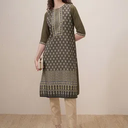 Vishudh Floral Printed Round Neck Straight Kurta-picture-40